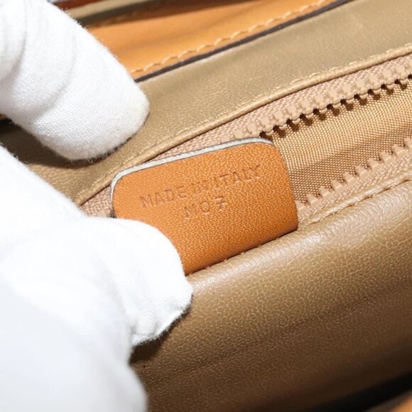 CELINE Macadam Canvas Shoulder Bag PVC Leather White Gold - Picture 11 of 16